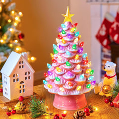 13 Inch Ceramic Valentine's Day Tree - Pre-lit with LED Lights