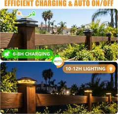 12 Pack Solar Powered Post Fence Cap Lights with 2 Color Modes for Patio Porch Garden, Black