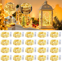 8 Modes! 20 Pack 7FT 20 LED Battery Operated Silver Wire Firefly Starry Moon Lights for DIY Crafts