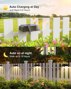 6 Pack Solar Powered Warm White & Cool White & 7 RGB Colors Fence Deck Lights for Patio Porch Garden