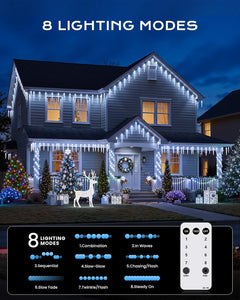 20ft 20 Tubes 100 LED Christmas Icicle Lights for Tree Patio Roof Holiday Decor, Cool White