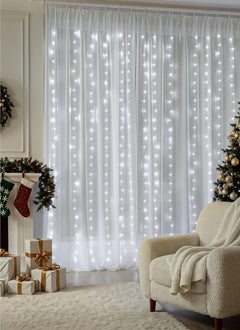 300 LED 9.8 FT USB Plug in Curtain Fairy Lights with Remote & USB Adapter, 8 Modes, White