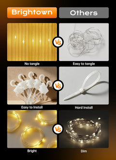 70 Inch 180 LED Battery Operated Shower Curtain Lights, 8 Modes, Warm White (No Curtain)