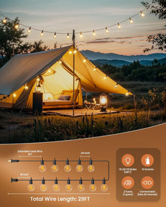 29FT Plug In G40 12 LED Bulbs String Lights for Patio Garden Cafe Wedding Deck
