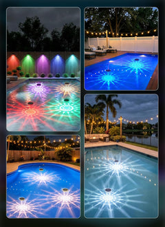 Solar Powered Floating Pool Lights for Pools Bathtub, RGBWW, 12 Light Effects, Long Lasting