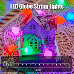 21FT 60 LED Battery Operated Globe Fairy Lights with Remote, 20+ Color Modes, RGB (Red, Green, Blue)