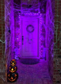 39Ft 100 LED Plug in Mini Bulbs String Light for Halloween Haunted House Party, Purple