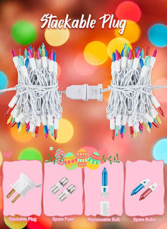 12 Feet 50 Count Incandescent Bulbs Mini Lights for Indoor Outdoor Xmas Tree Easter Valentine’s Day Wedding