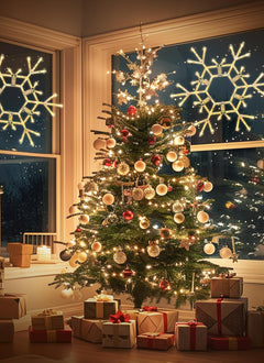 Christmas Snowflake Lights Outdoor Indoor, Multi-Size (20"/36") Multi-Color Folding LED Hanging Lights