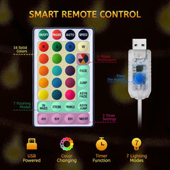 USB Globe String Lights - 17FT 50 LED Color Changing Fairy Lights with Remote and Timer