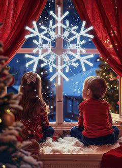 Christmas Snowflake Lights Outdoor Indoor, Multi-Size (20"/36") Multi-Color Folding LED Hanging Lights