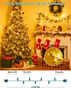 14 Feet 50 LEDs Clear Mini Lights Plug in, Connectable Christmas Tree Lights for Indoor Outdoor Decoration