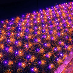 2 Pack 12×5FT 360 LED Halloween Net Lights Outdoor, 12 Light Modes & Timer, Orange & Purple