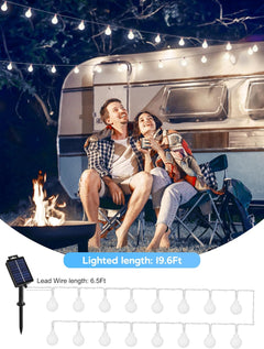 19.6Ft 60 LED Globe Solar String Lights with 8 Modes for Camping Yard Patio, Cool White
