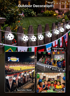 11Ft Battery Operated 20 LED Soccer Ball String Lights for Sports Fans, 8 Modes, White