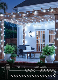 2 Pack Total 80FT 200 LED Solar Powered String Lights with 8 Modes for Christmas Tree, Cool White
