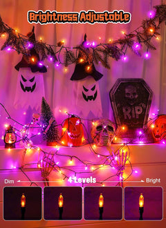 Halloween String Lights - 100 LED, 39FT, USB Powered, Purple & Orange
