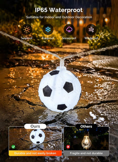 11Ft Battery Operated 20 LED Soccer Ball String Lights for Sports Fans, 8 Modes, White