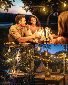 30FT Solar String Lights with 15 Shatterproof Bulbs for Patio Yard Porch Garden, Warm White