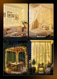 70 Inch 180 LED Battery Operated Shower Curtain Lights, 8 Modes, Warm White (No Curtain)