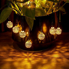 36 Ft Solar Powered 60 LED Globe Fairy Lights Moroccan String Lights with 8 Modes, Warm White