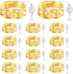 14 Pack 7FT 20 LED Battery Operated Silver Wire Firefly Starry Moon Lights for DIY Crafts, Warm White