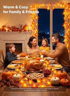 2Pack Total 20Ft 40LED Battery Operated Fall Garland with Lights for Halloween Autumn Fall Decor