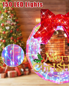 12in LED Pre-Lit Christmas Wreath - Iridescent, USB Powered, 8 Modes, Cold White