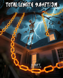 Halloween Orange String Lights - 10ft Battery Operated, 8 Modes, Waterproof - Indoor/Outdoor Decor