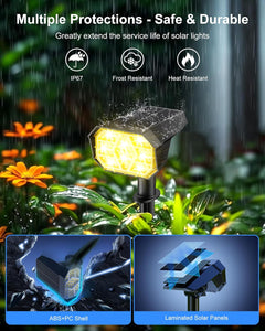 4Pack Solar Powered Spot Pathway Lights Outdoor Waterproof with 3 Light Modes for Backyard Garden (Warm White)