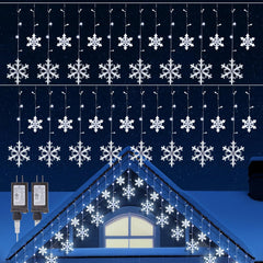 2 Pack Snowflake Icicle Lights - 13 ft 192 LED White Lights