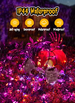 2 Pack 33FT Plug in 100 LED Mini Orange Purple Lights for Halloween Christmas Tree, 8 Modes
