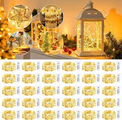 8 Modes! 30 Pack 7FT 20 LED Battery Operated Silver Wire Firefly Starry Moon Lights for DIY Crafts