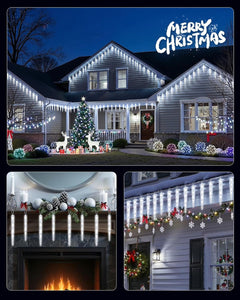 20ft 20 Tubes 100 LED Christmas Icicle Lights for Tree Patio Roof Holiday Decor, Cool White