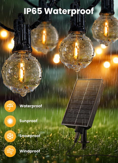 38FT Solar Powered G40 16 LED Bulbs String Lights for Patio Garden Cafe Wedding Deck