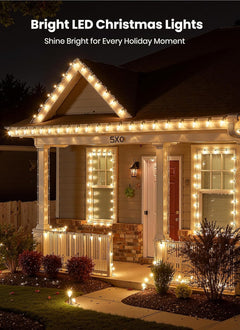 68Ft Plug in 100 LED C9 Christmas String Lights with Quick Clips for Roofline Patio Decor, Warm White