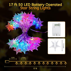Star String Lights - 17 ft 50 LED Color Changing Fairy Lights