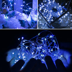 12 Pack 7FT 20 LED Battery Operated Silver Wire Firefly Starry Moon Lights for DIY Crafts, Blue