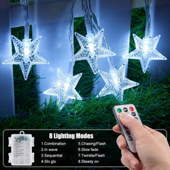 Star String Lights - 2 Pack, 17ft, 50 LED, Battery Operated, Waterproof