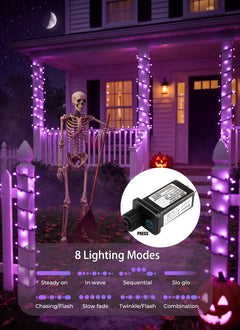 39Ft 100 LED Plug in Mini Bulbs String Light for Halloween Haunted House Party, Purple