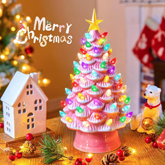 13 Inch Ceramic Valentine's Day Tree - Pre-lit with LED Lights