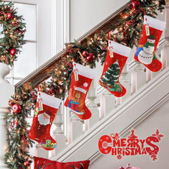 4 Pack Christmas Stockings with Personalized Name Tags, 18 Inches Red
