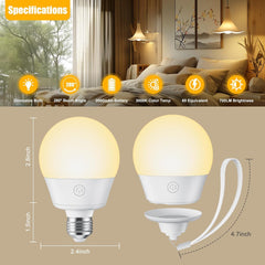 E26 Rechargeable Light Bulb with Remote, Timer & 3 Color Temperatures