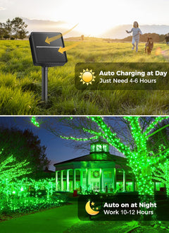 40FT 100 LED Solar Powered String Lights with 8 Modes for St Patrick Decoration, Green