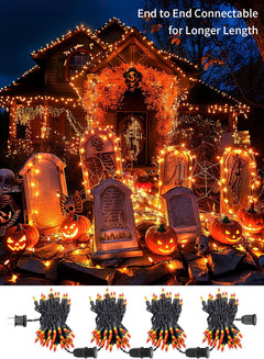10Ft 50 LED Plug in Mini Bulbs String Light for Halloween Haunted House Party, Orange