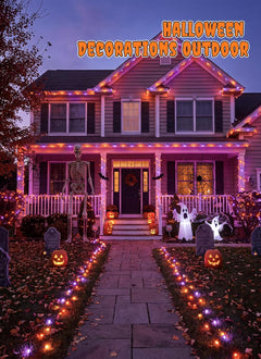 66FT 200LED Plug in Purple & Orange Halloween String Lights for Tree Patio, 8 Modes