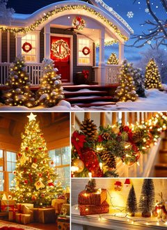 10 Feet 50 LED Plug in Clear Mini Incandescent Bulbs String Light for Christmas Trees, Green Wire
