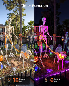 2Pack 10ft Battery Operated 88 Led Chain Orange Lights with 8 Lighting Modes for Halloween Decorations