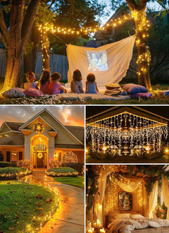 2 Pack Warm White 5ft 60 LED Battery Operated Silver Wire Firecracker Cluster Lights with Remote