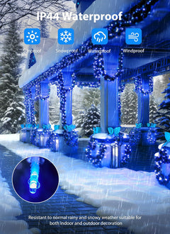 200 LED Christmas Cluster Lights - 10 Ft Blue Twinkle String Lights